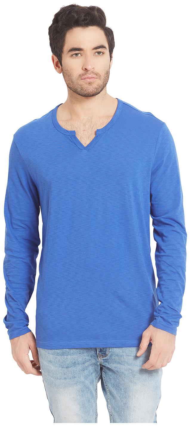 

Spykar Men Blue Slim fit Cotton V neck T-Shirt - Pack Of 1