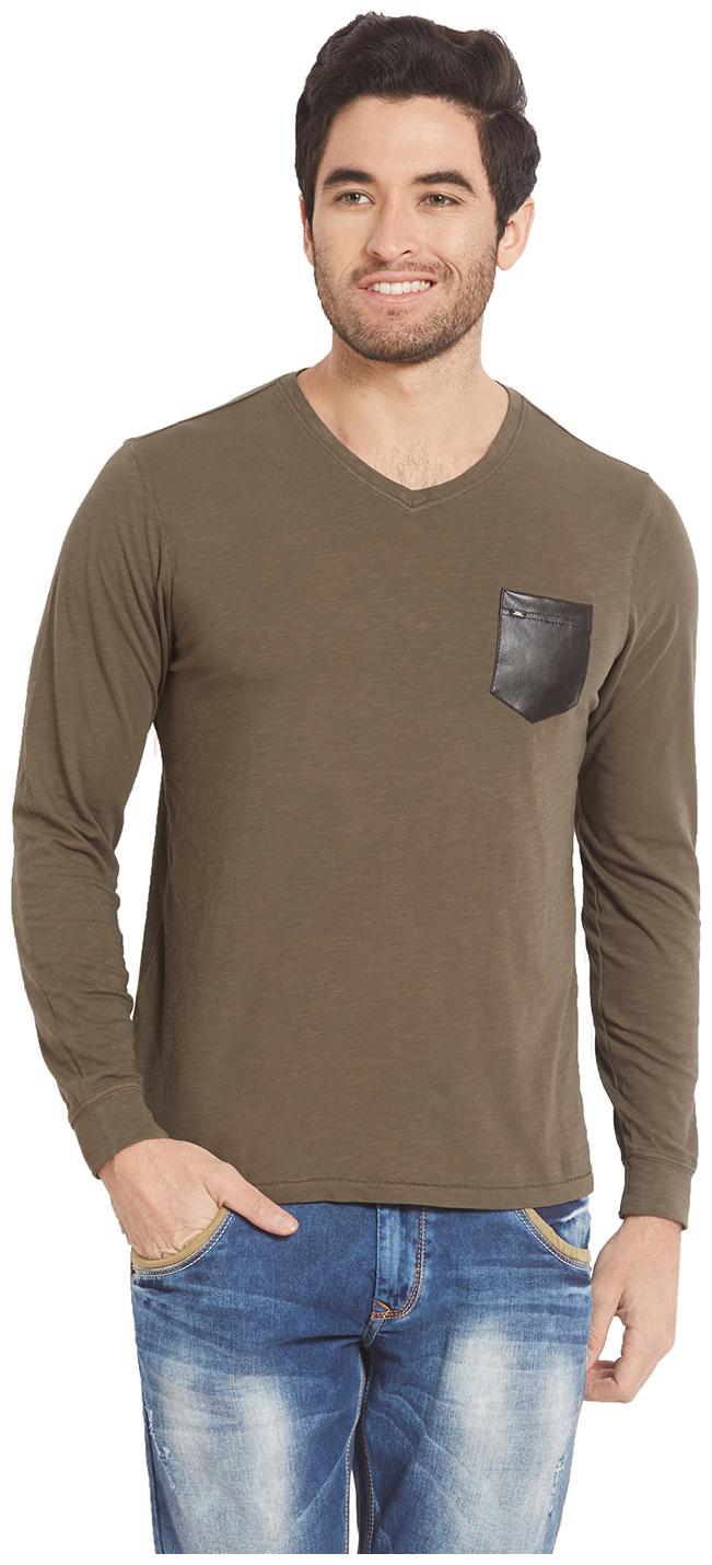 

Spykar Men Brown Slim fit Cotton V neck T-Shirt - Pack Of 1