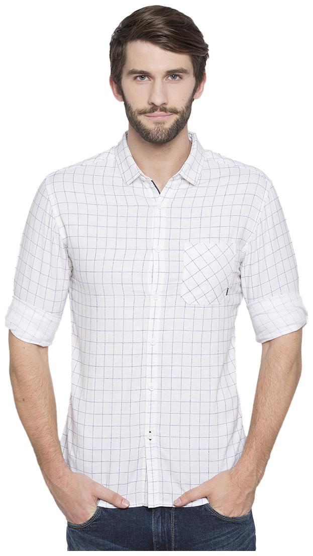 

Spykar Men White Checked Slim Fit Casual Shirt