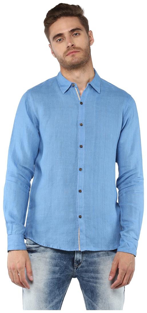 

Spykar Men Blue Solid Slim Fit Casual Shirt