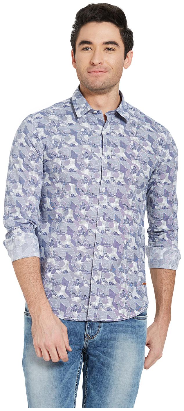 

Spykar Men Blue Printed Slim Fit Casual Shirt