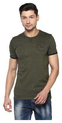 

Spykar Men Green Slim fit Cotton Round neck T-Shirt - Pack Of 1