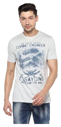 

Spykar Men Grey Slim fit Cotton Round neck T-Shirt - Pack Of 1