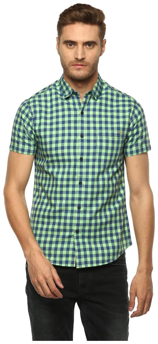 

Spykar Men Green Checked Slim Fit Casual Shirt