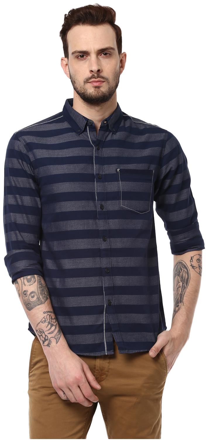 

Spykar Men Blue Polka Dots Slim Fit Casual Shirt