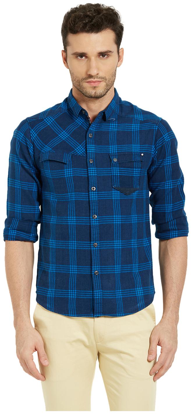 

Spykar Men Blue Checked Slim Fit Casual Shirt