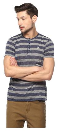 

Spykar Men Blue Slim fit Cotton Henley neck T-Shirt - Pack Of 1