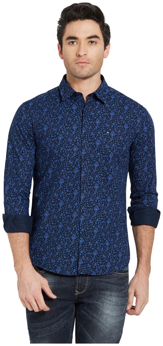 

Spykar Men Blue Printed Slim Fit Casual Shirt
