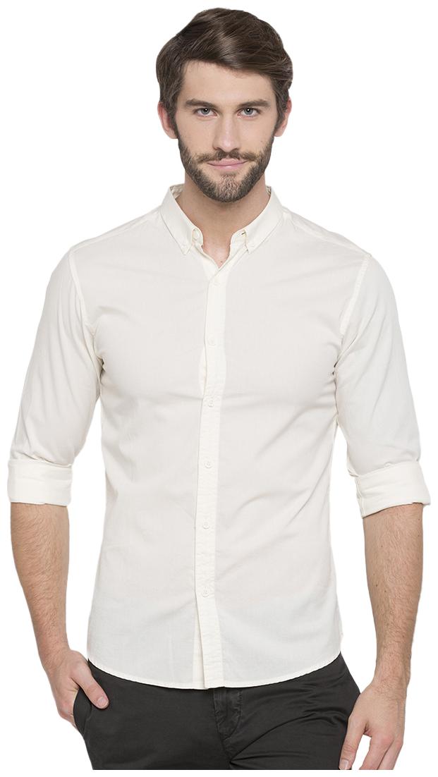 

Spykar Men White Solid Slim Fit Casual Shirt