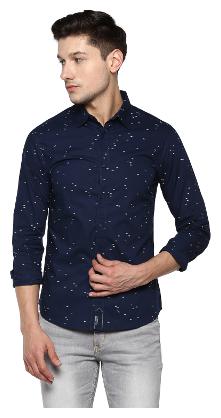

Spykar Men Blue Printed Regular Fit Casual Shirt