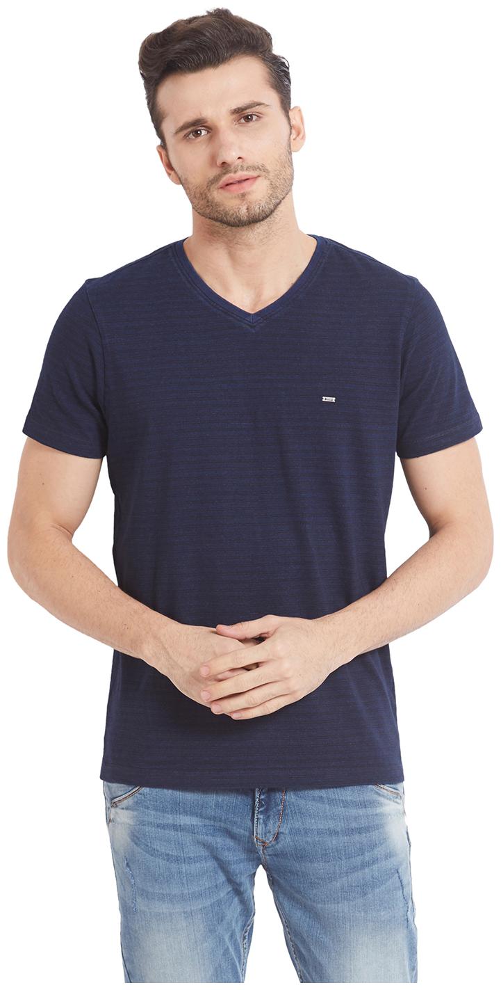 

Spykar Men Blue Slim fit Cotton V neck T-Shirt - Pack Of 1