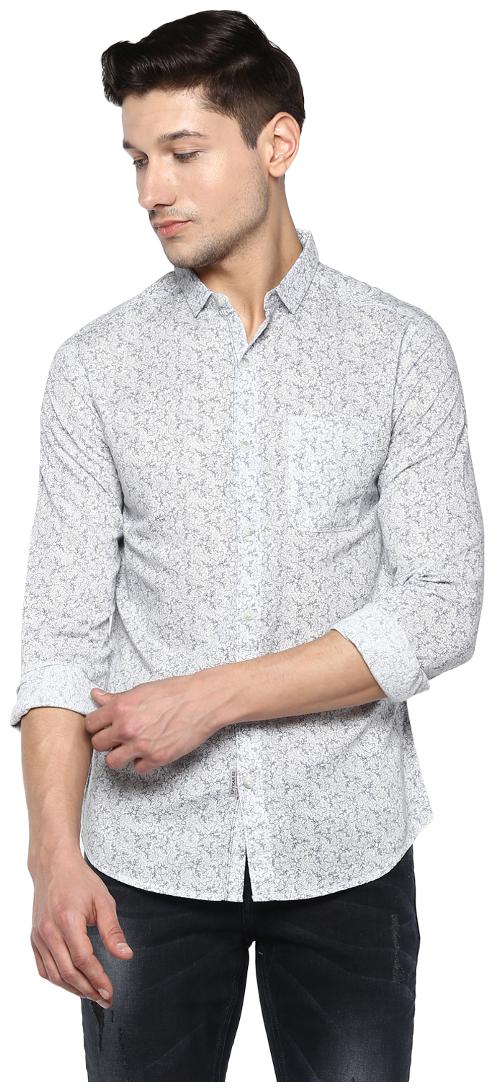 

Spykar Men White Printed Slim Fit Casual Shirt