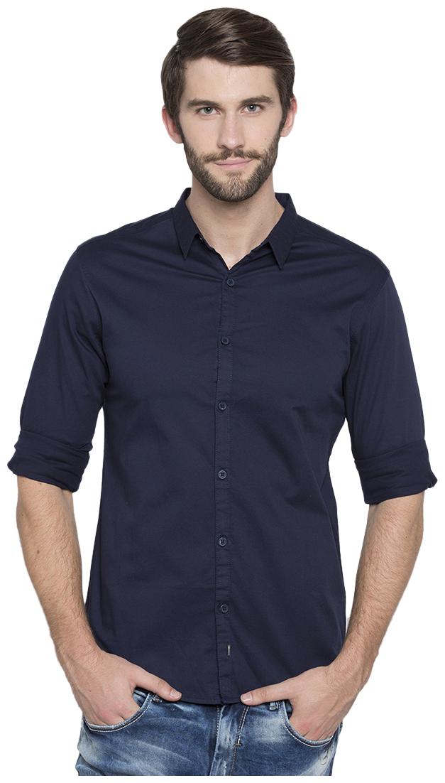 

Spykar Men Blue Solid Slim Fit Casual Shirt