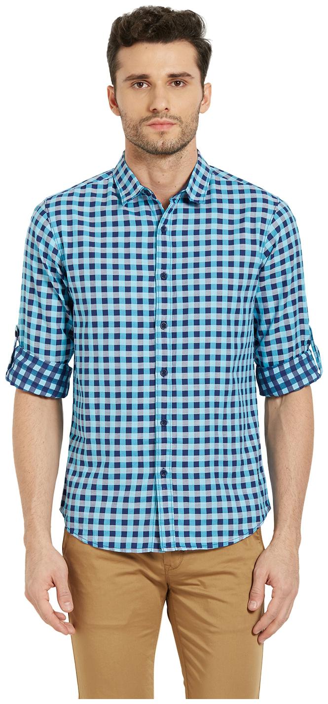 

Spykar Men Blue Checked Slim Fit Casual Shirt