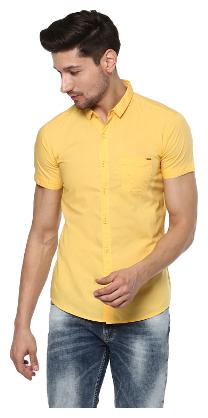 

Spykar Men Yellow Solid Slim Fit Casual Shirt