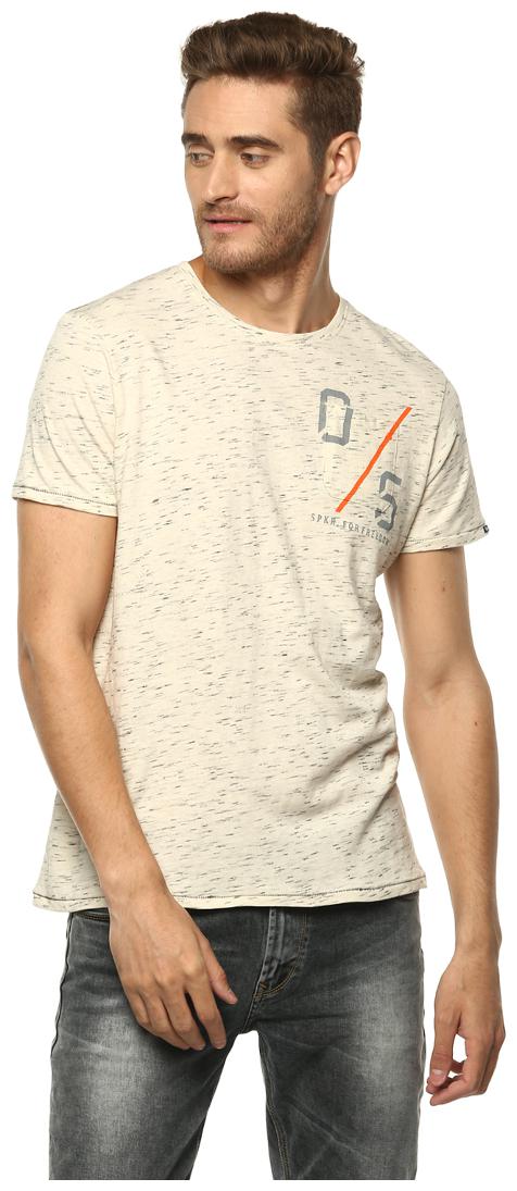 

Spykar Men s Round Neck T-Shirt - Beige