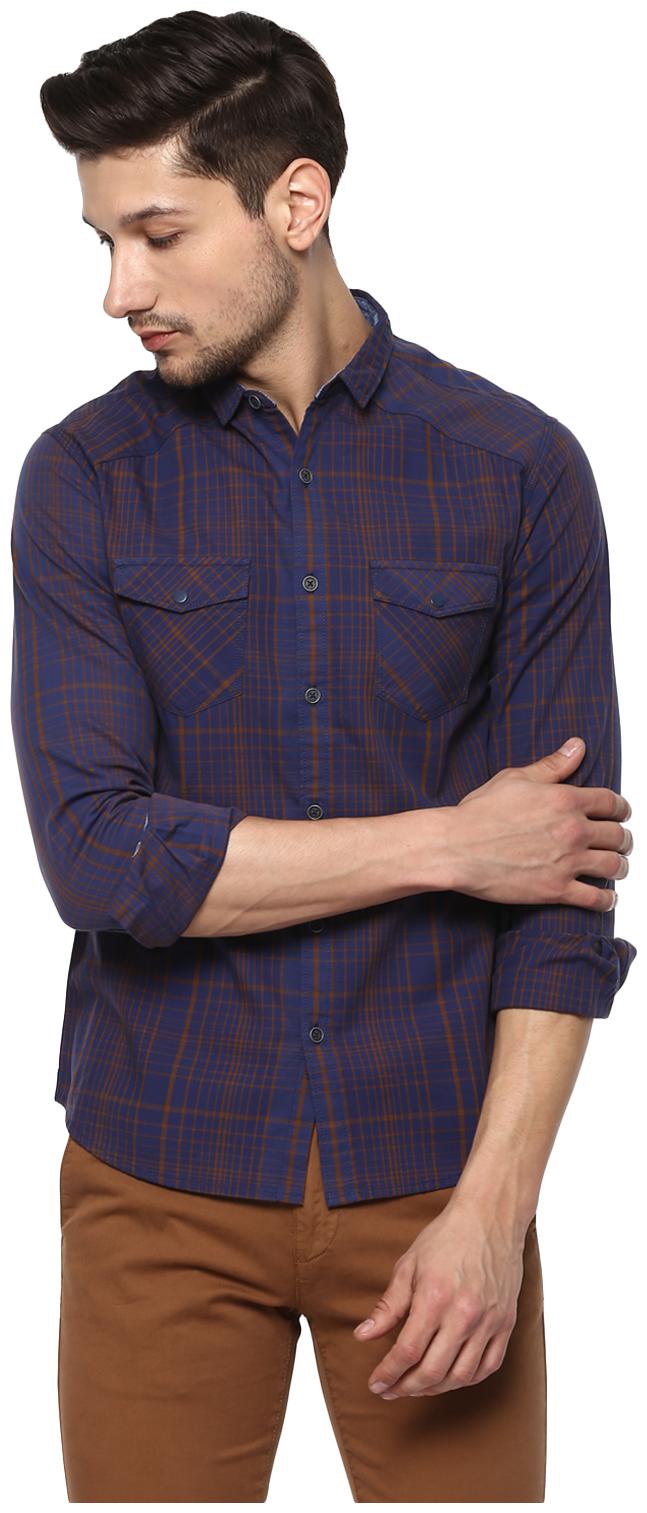 

Spykar Men Blue Solid Slim Fit Casual Shirt