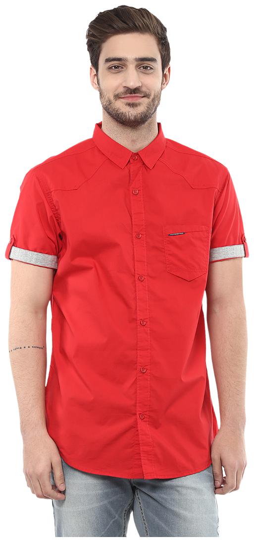 

Spykar Men Red Solid Regular Fit Casual Shirt
