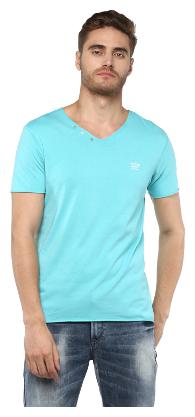 

Spykar Men Blue Slim fit Cotton V neck T-Shirt - Pack Of 1