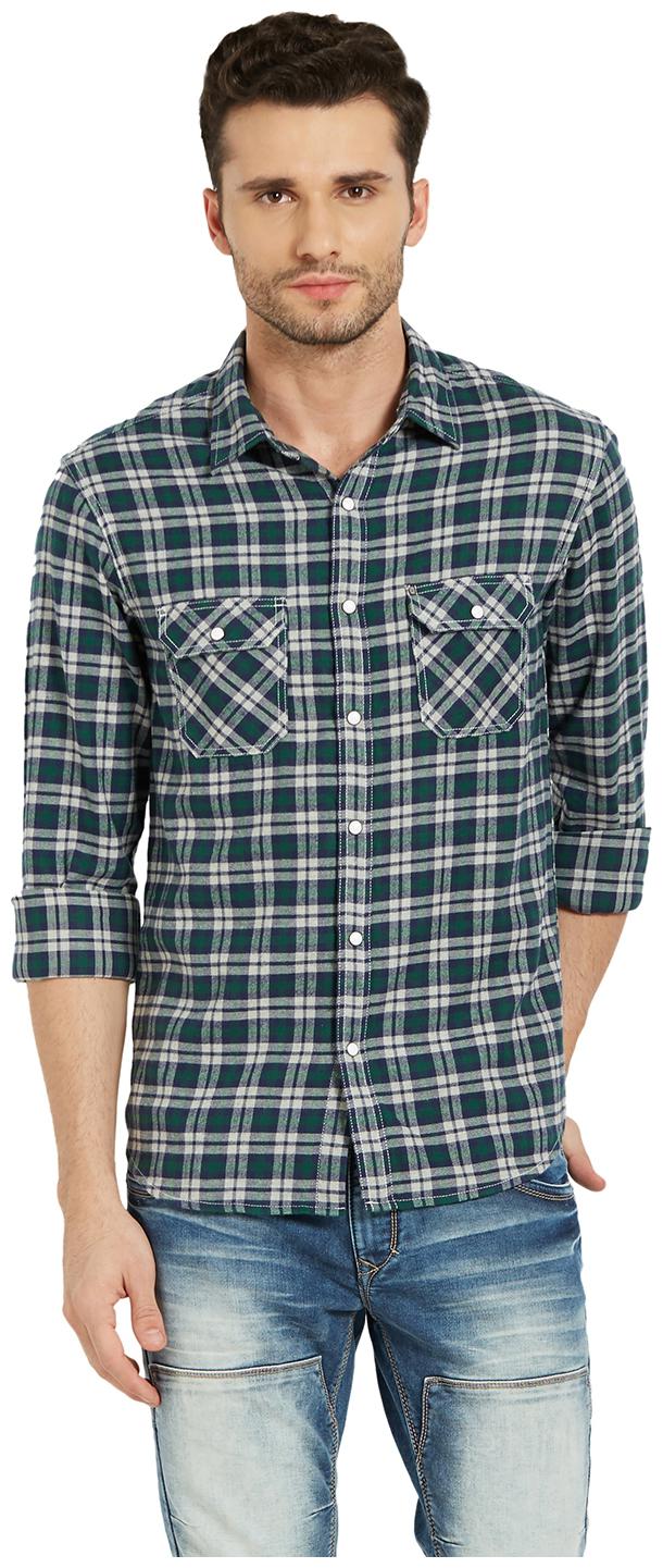 

Spykar Men Green Checked Slim Fit Casual Shirt