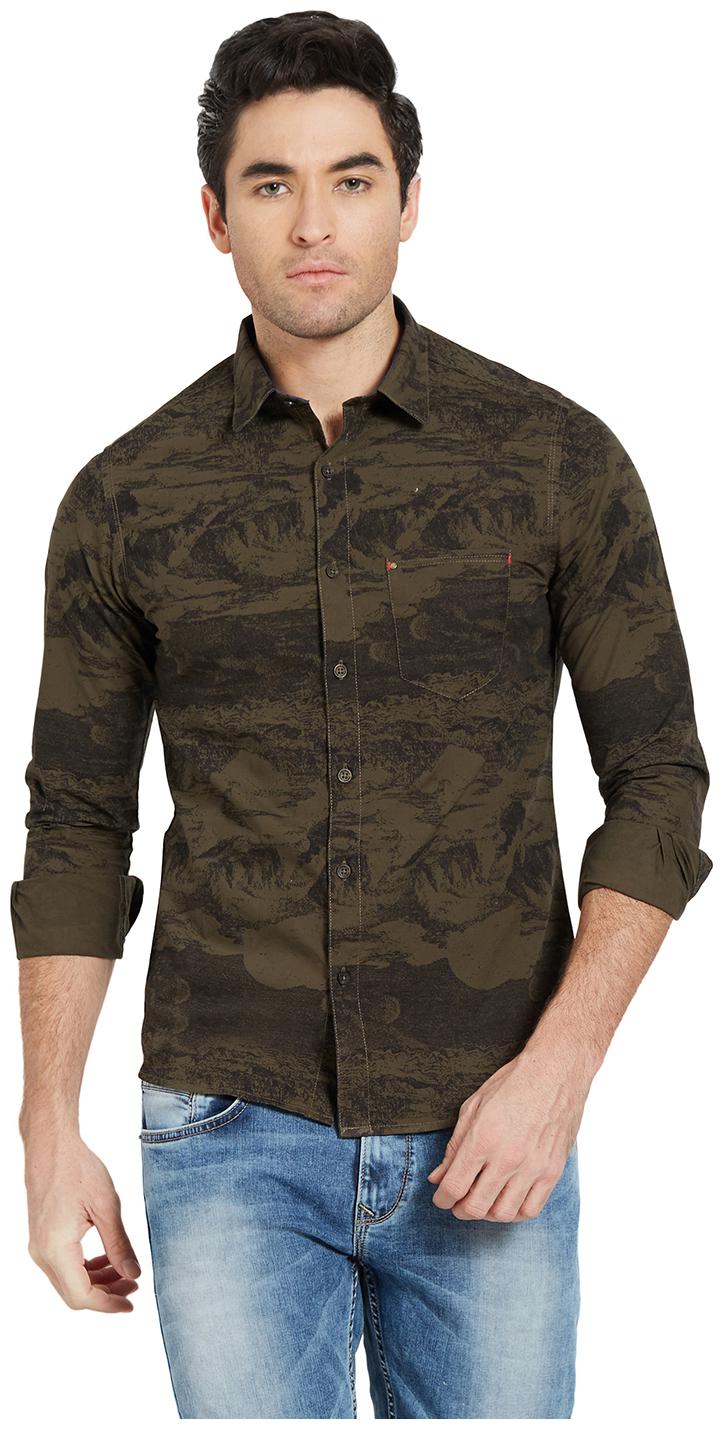 

Spykar Men Green Printed Slim Fit Casual Shirt