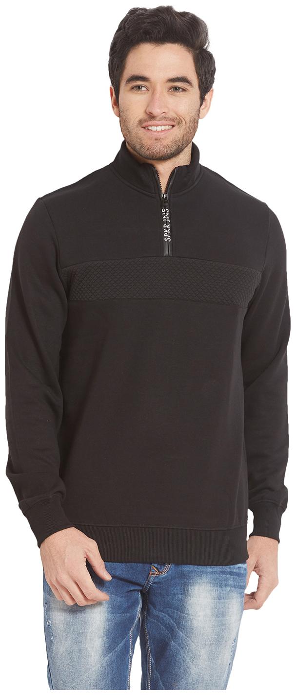 

Spykar Men Black Slim fit Cotton High neck T-Shirt - Pack Of 1