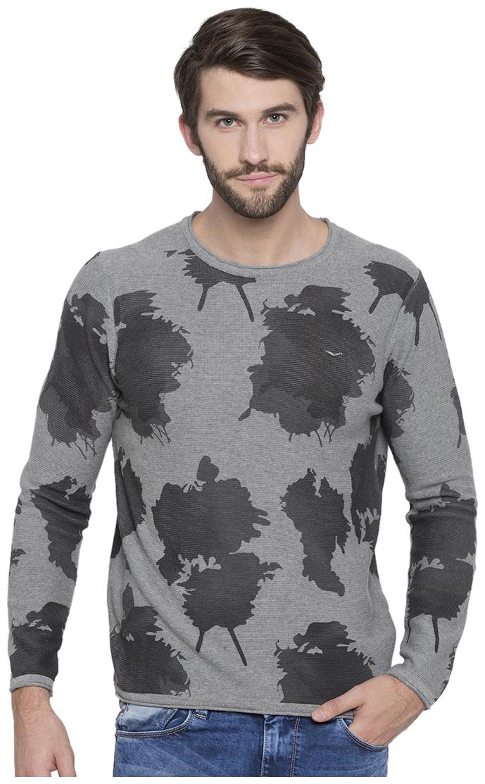 

Spykar Men Grey Slim fit Cotton Round neck T-Shirt - Pack Of 1