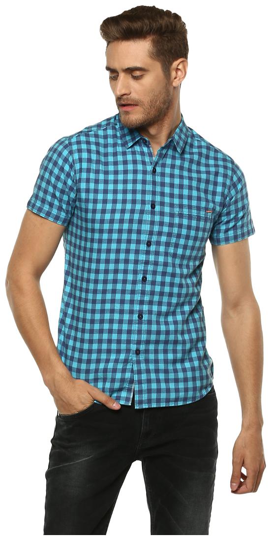 

Spykar Men Blue Checked Slim Fit Casual Shirt