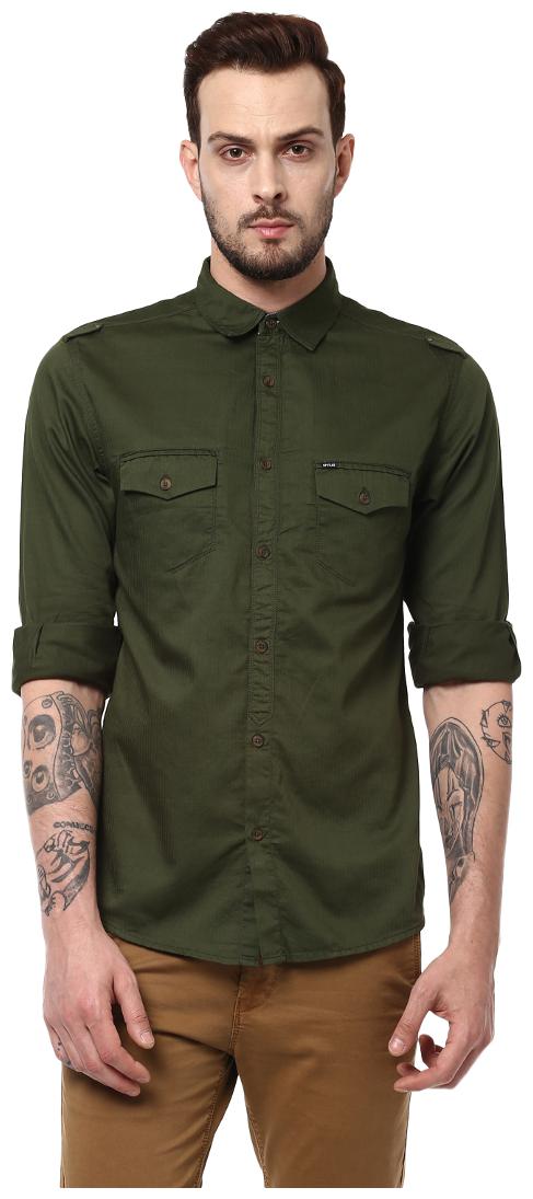 

Spykar Men Green Solid Slim Fit Casual Shirt