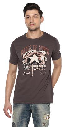 

Spykar Men Brown Slim fit Cotton Round neck T-Shirt - Pack Of 1