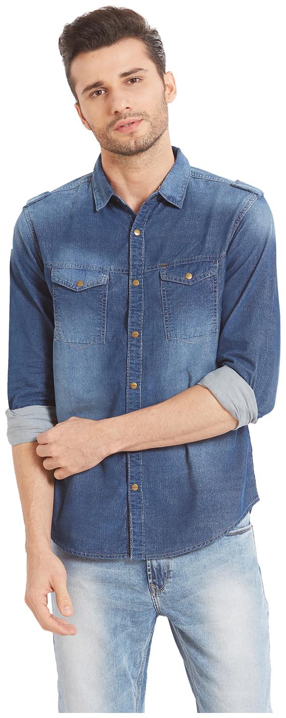 

Spykar Men Blue Faded Slim Fit Casual Shirt
