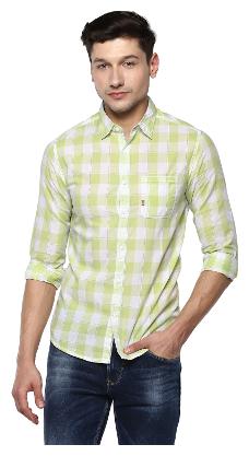 

Spykar Men Yellow Checked Regular Fit Casual Shirt