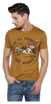 

Spykar Men Brown Slim fit Cotton Round neck T-Shirt - Pack Of 1