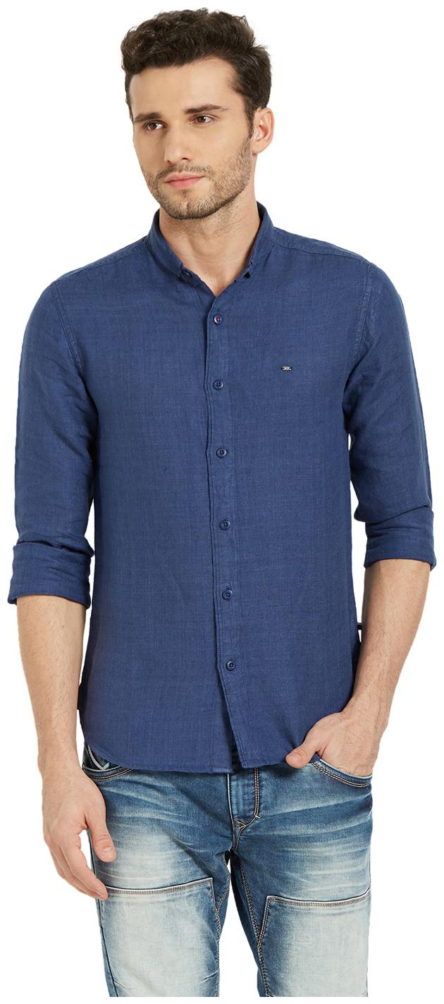 

Spykar Men Blue Solid Slim Fit Casual Shirt