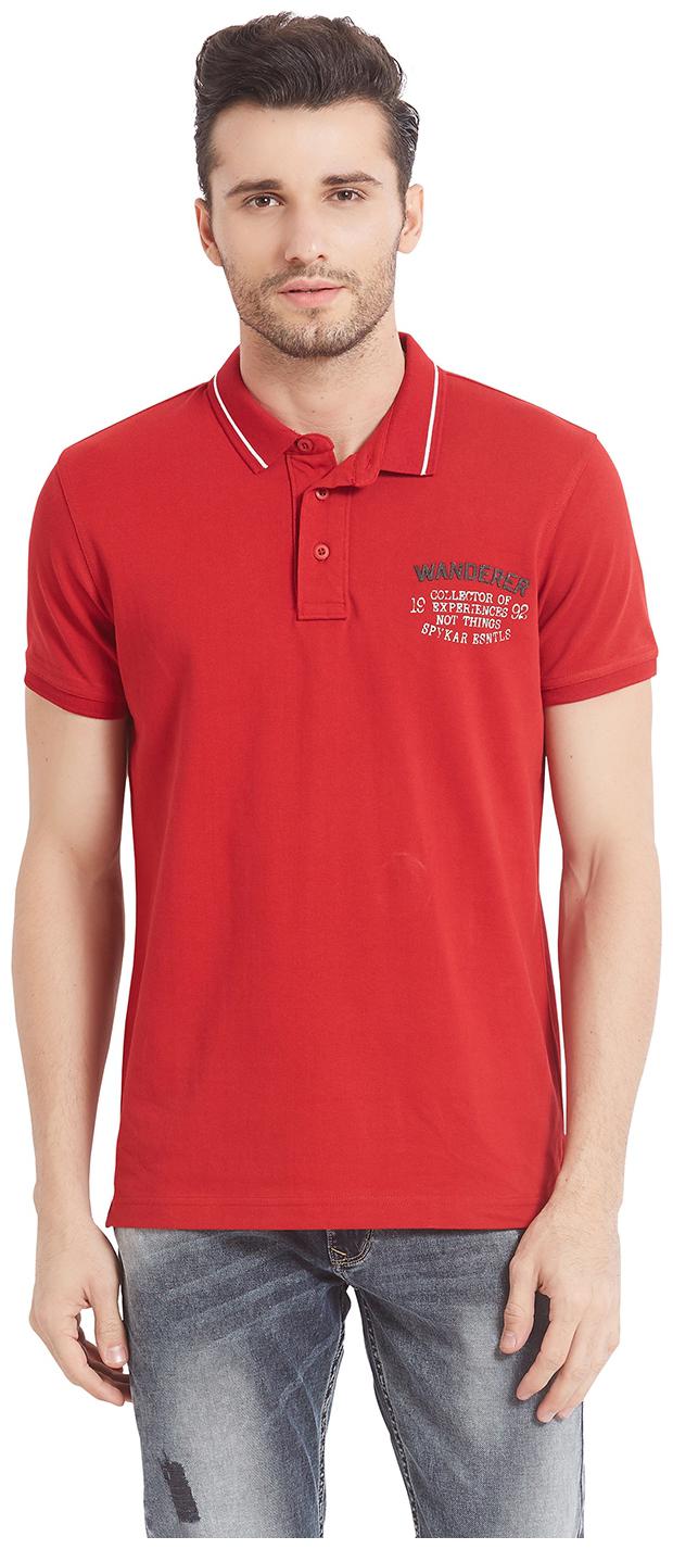 

Spykar Men Red Slim fit Cotton Polo collar T-Shirt - Pack Of 1