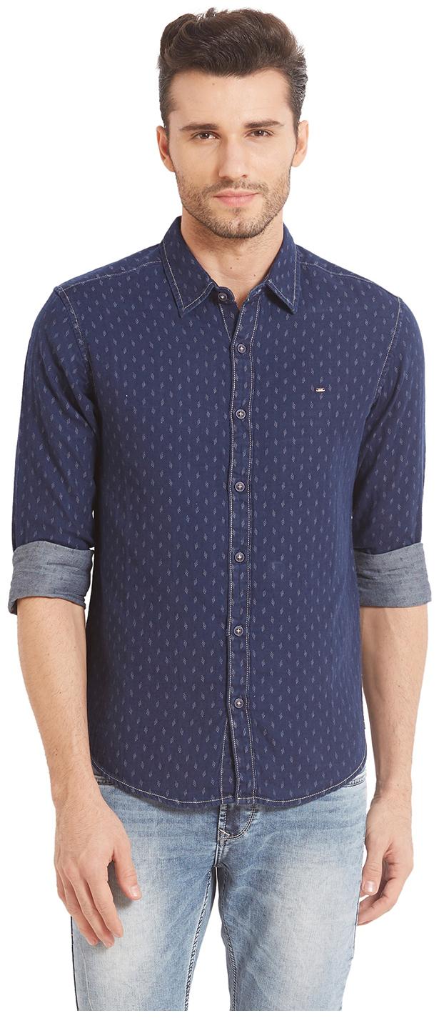 

Spykar Men Blue Printed Regular Fit Casual Shirt