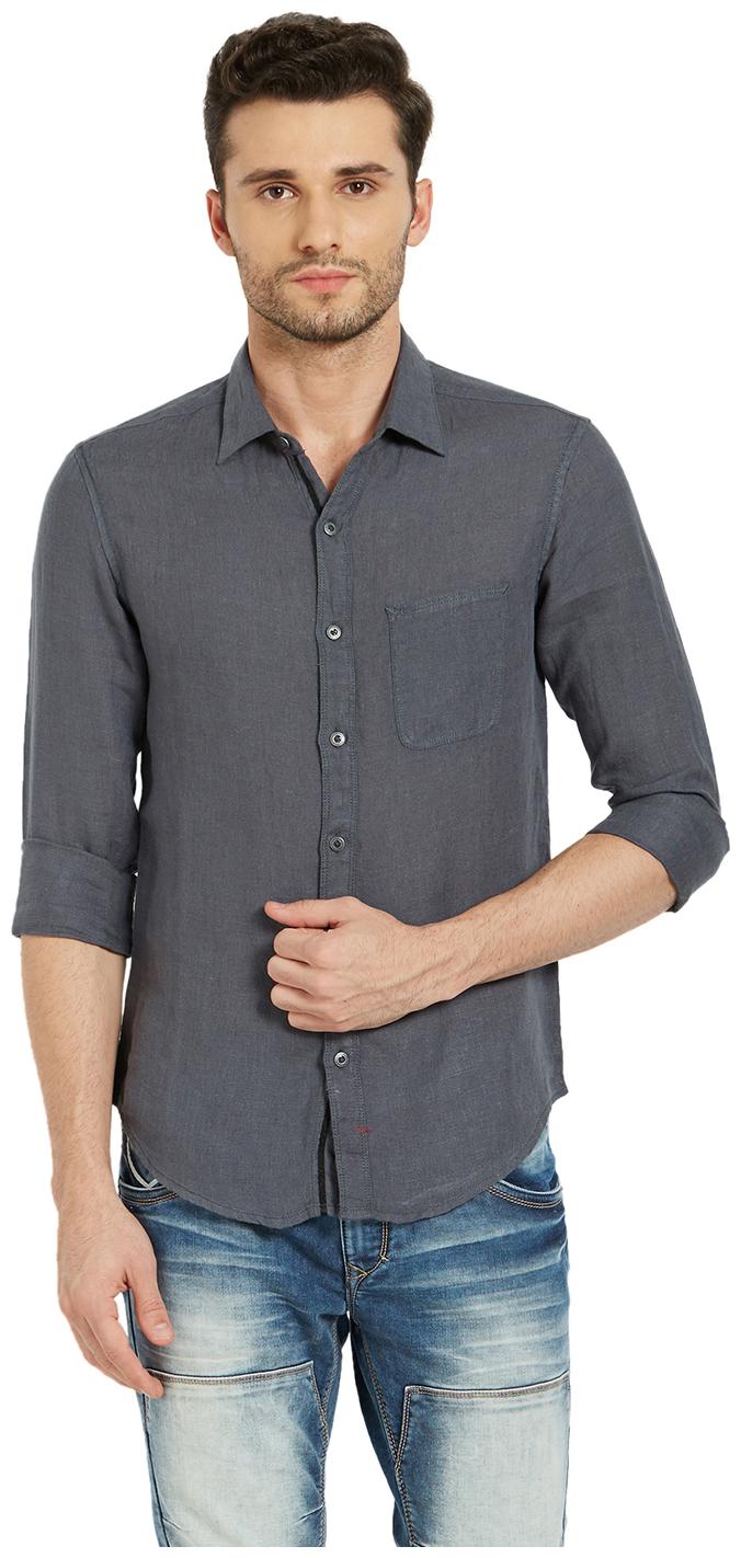 

Spykar Men Grey Solid Slim Fit Casual Shirt