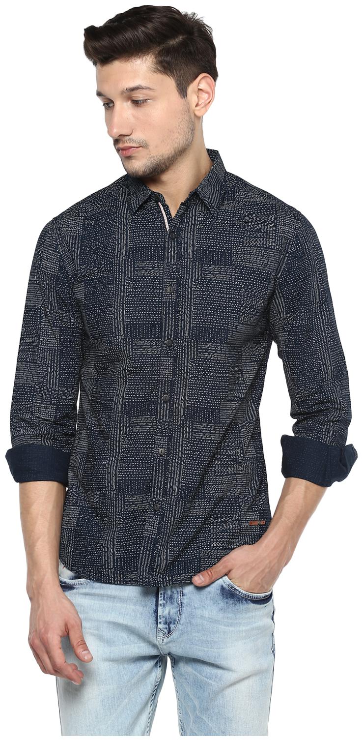 

Spykar Men Blue Printed Slim Fit Casual Shirt