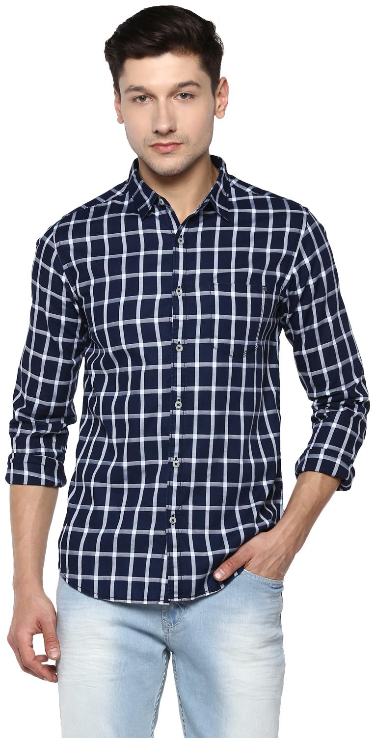 

Spykar Men Blue Checked Slim Fit Casual Shirt