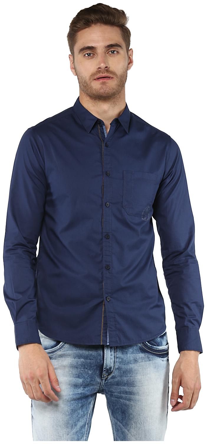 

Spykar Men Blue Solid Slim Fit Casual Shirt