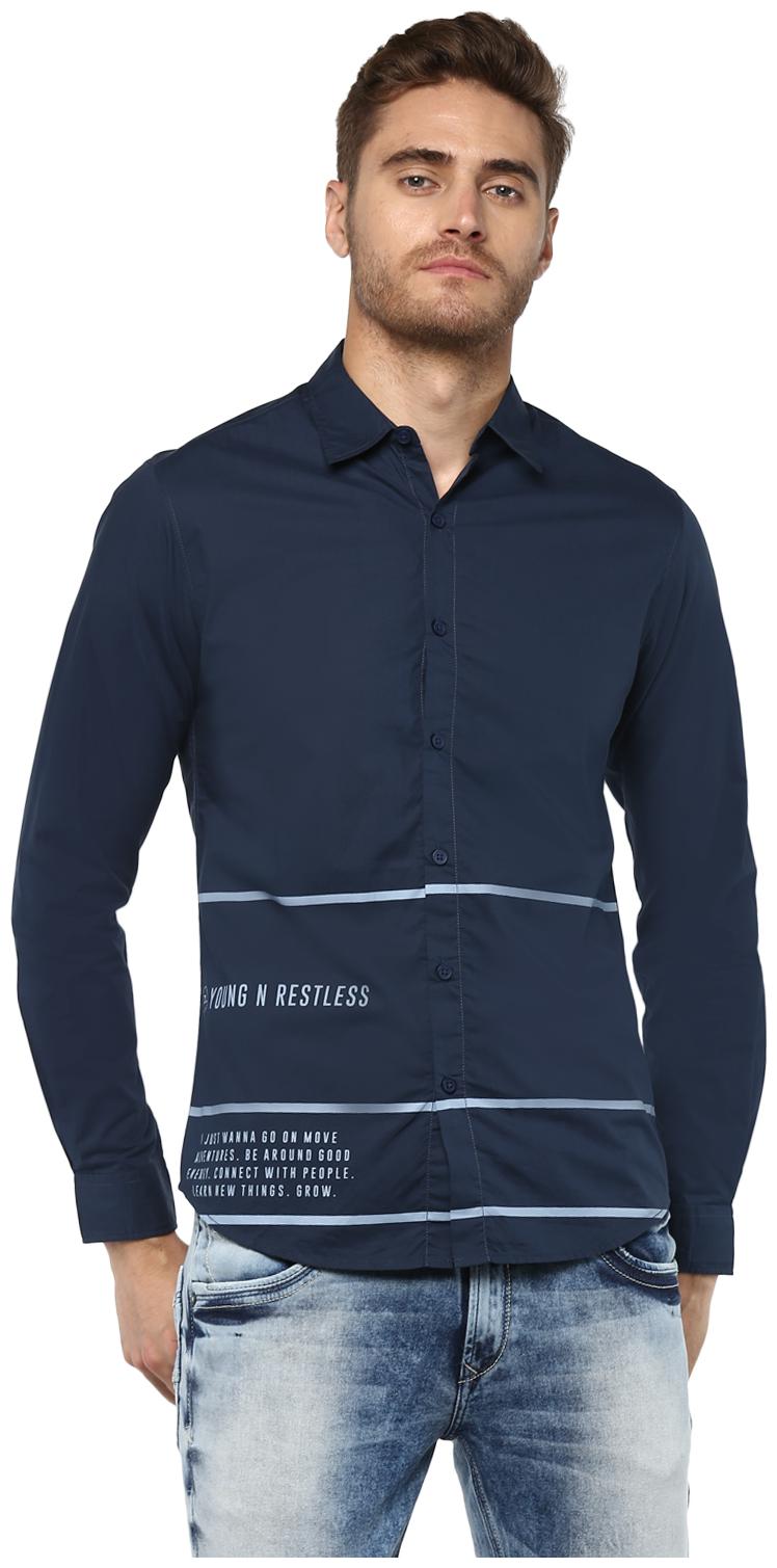 

Spykar Men Blue Solid Slim Fit Casual Shirt