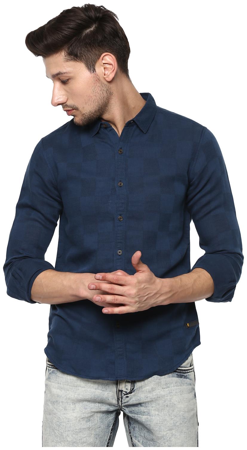 

Spykar Men Blue Checked Slim Fit Casual Shirt