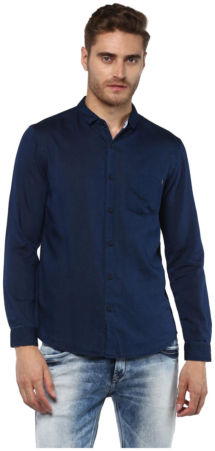 

Spykar Men Blue Solid Slim Fit Casual Shirt