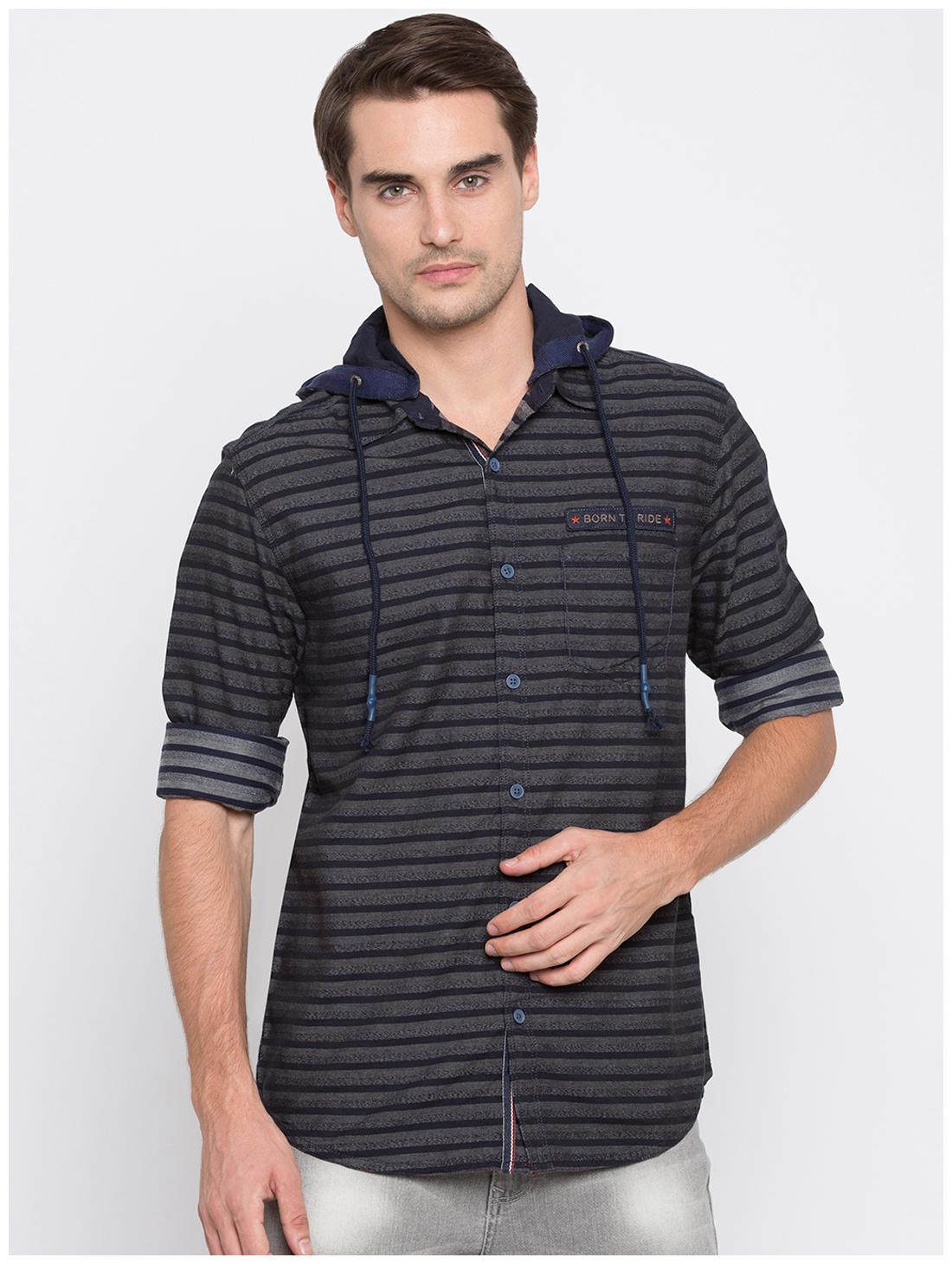 

Spykar Men Blue Horizontal Stripes Slim Fit Casual Shirt