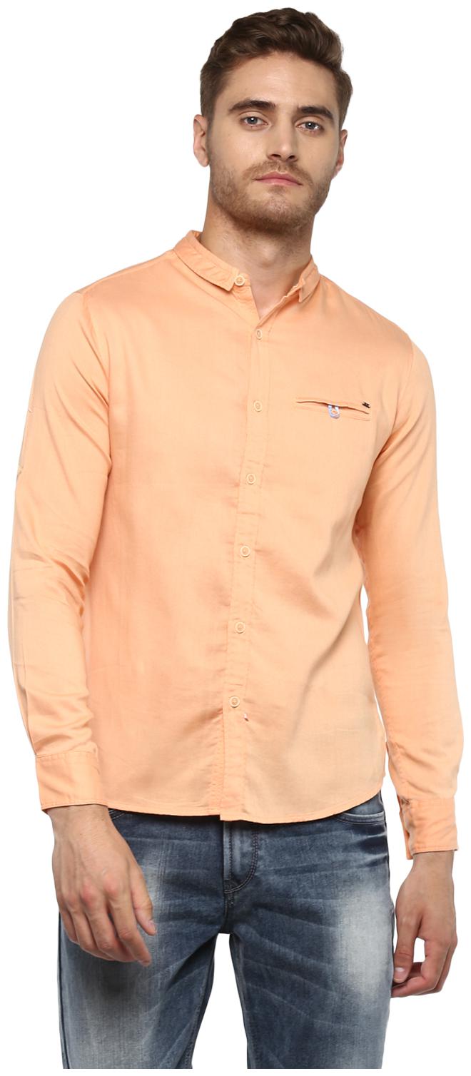 

Spykar Men Orange Solid Slim Fit Casual Shirt