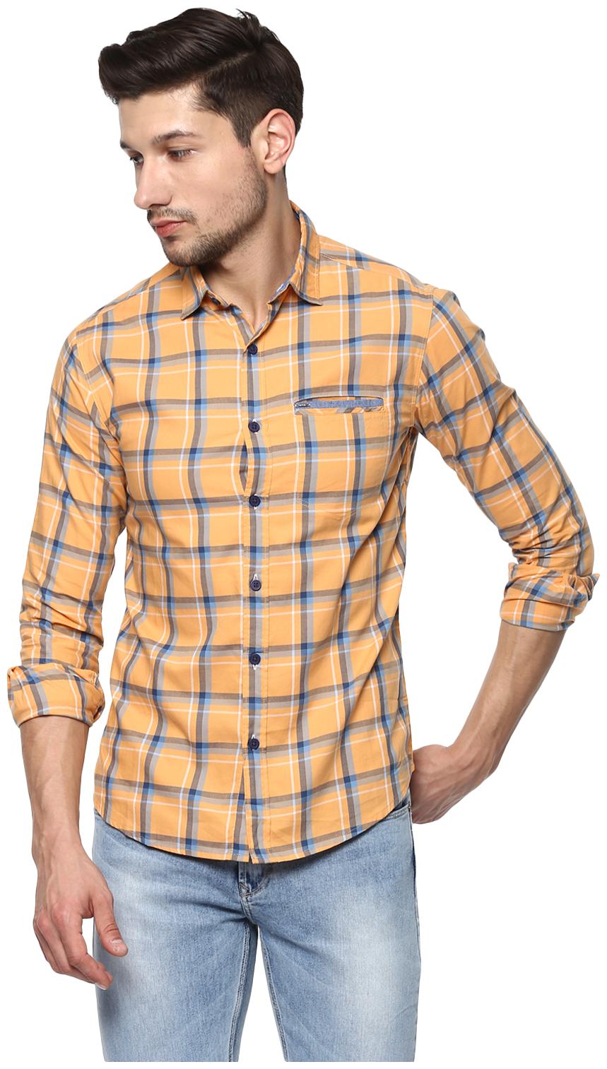 

Spykar Men Orange Checked Slim Fit Casual Shirt