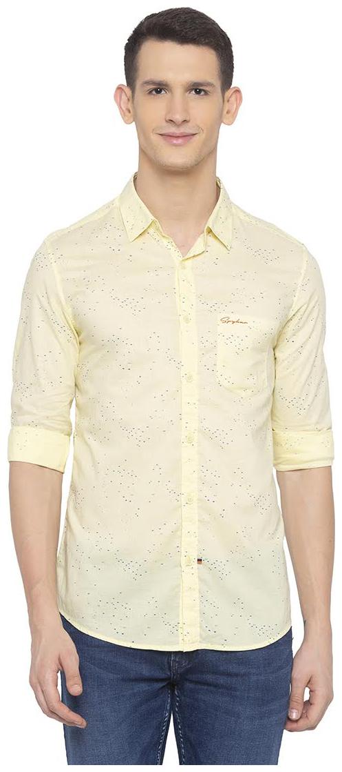 

Spykar Men Yellow Printed Slim Fit Casual Shirt