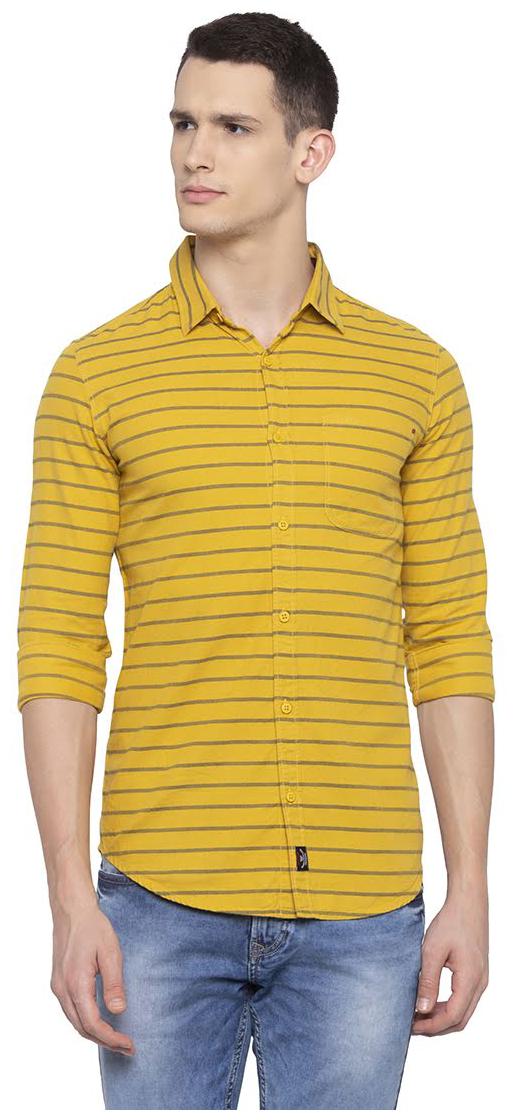 

Spykar Men Yellow Horizontal Stripes Slim Fit Casual Shirt
