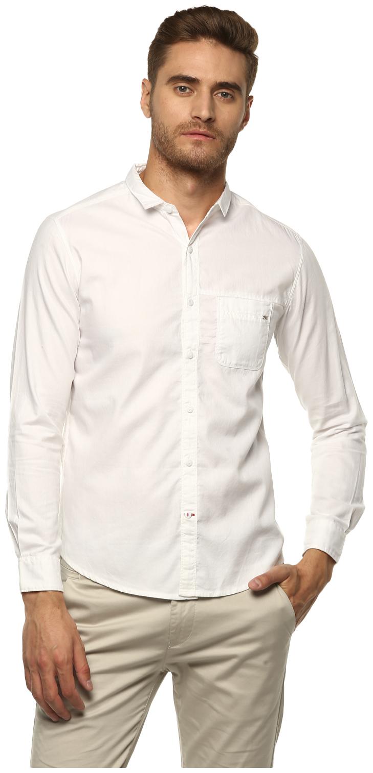 

Spykar Men White Solid Slim Fit Casual Shirt