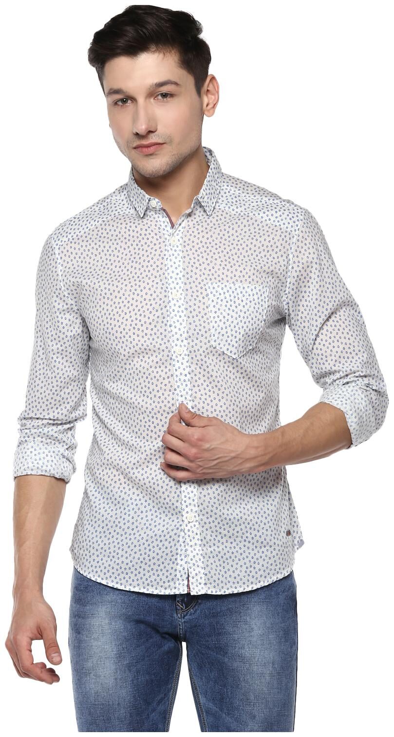 

Spykar Men White Printed Slim Fit Casual Shirt